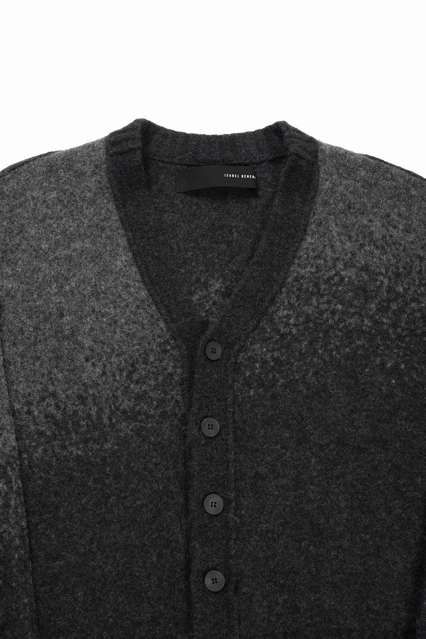 Load image into Gallery viewer, ISABEL BENENATO Yak Cardigan with Shaded Jacquard in Two Colours (GRAPHITE)