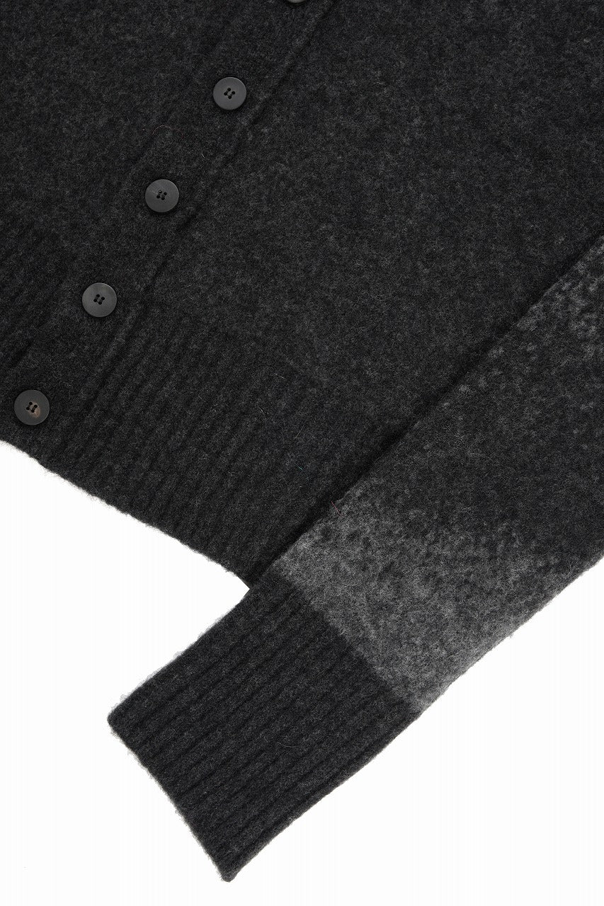 Load image into Gallery viewer, ISABEL BENENATO Yak Cardigan with Shaded Jacquard in Two Colours (GRAPHITE)