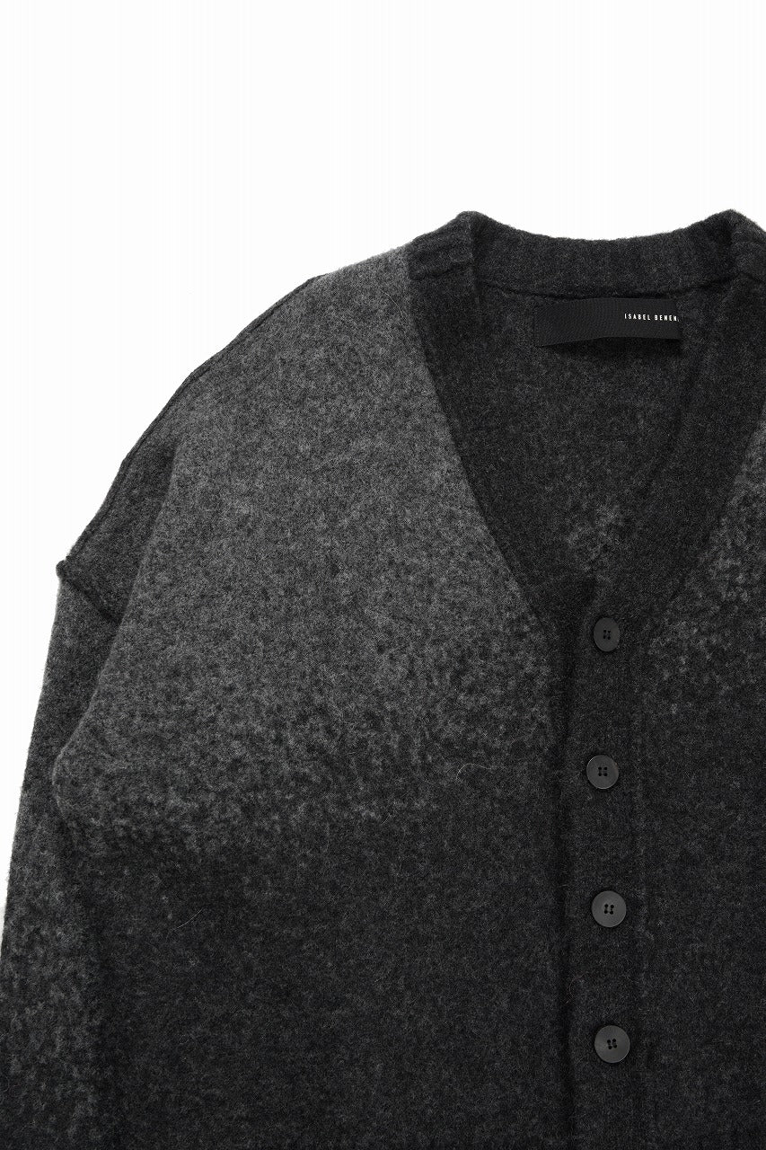 Load image into Gallery viewer, ISABEL BENENATO Yak Cardigan with Shaded Jacquard in Two Colours (GRAPHITE)