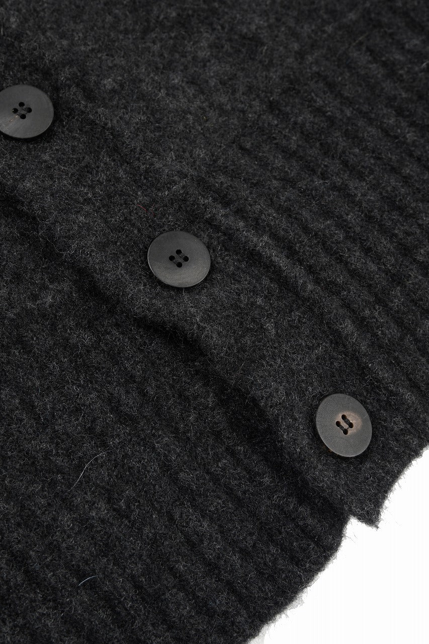 ISABEL BENENATO Yak Cardigan with Shaded Jacquard in Two Colours (GRAPHITE)