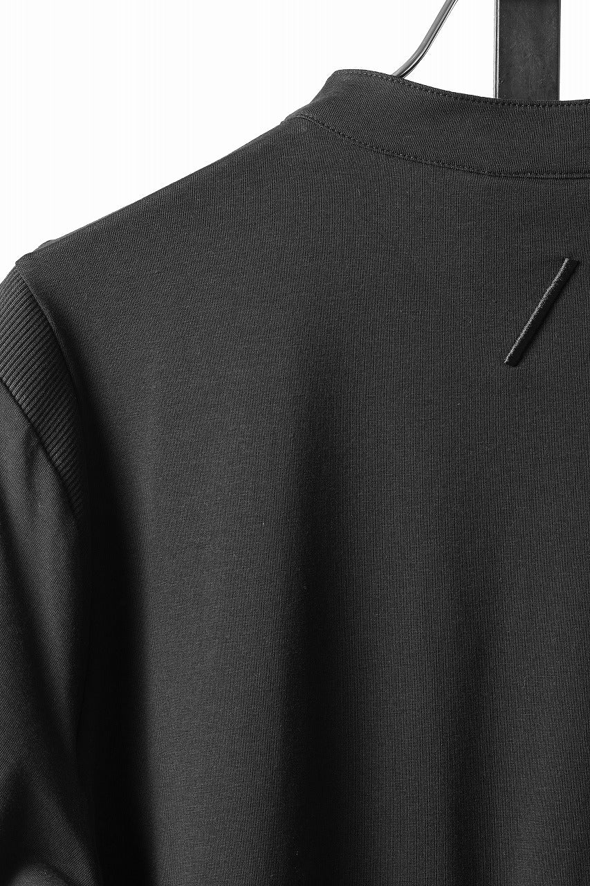 thom/krom STAND UP COLLAR T-SHIRT / STRETCH COTTON JERSEY (BLACK