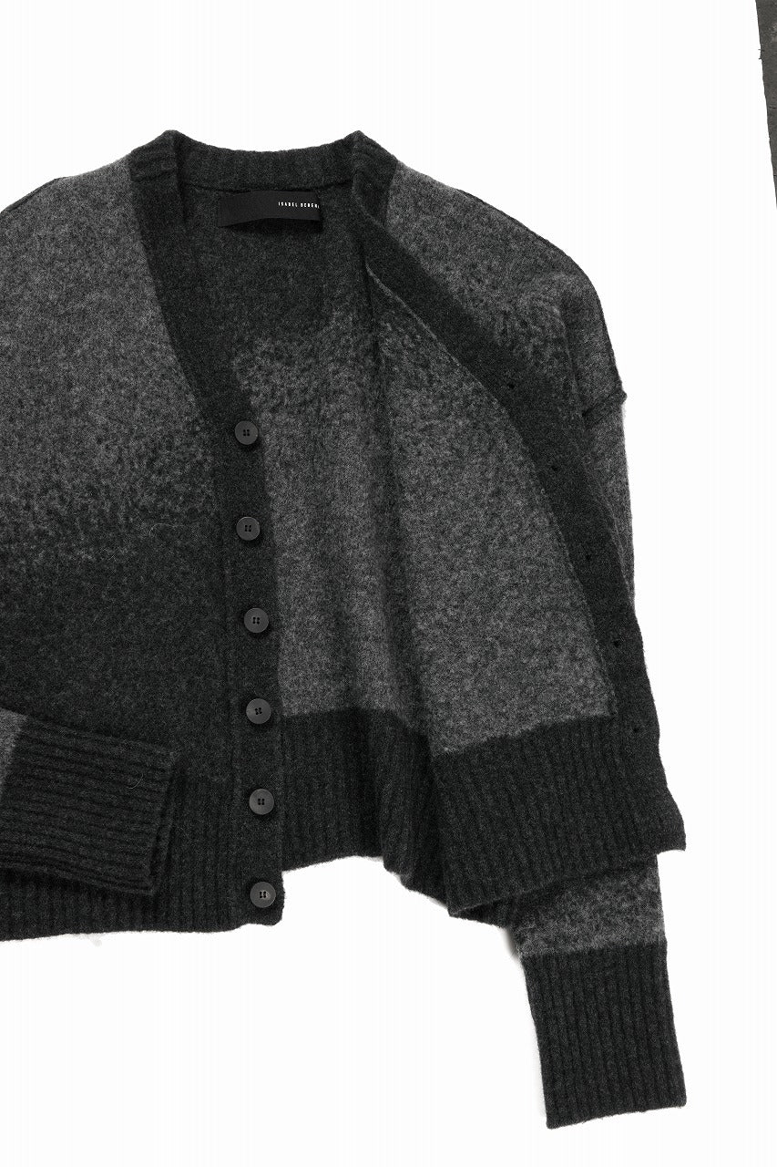 Load image into Gallery viewer, ISABEL BENENATO Yak Cardigan with Shaded Jacquard in Two Colours (GRAPHITE)