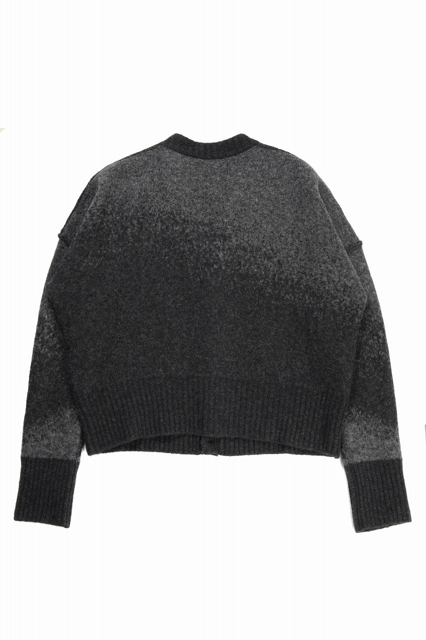 Load image into Gallery viewer, ISABEL BENENATO Yak Cardigan with Shaded Jacquard in Two Colours (GRAPHITE)