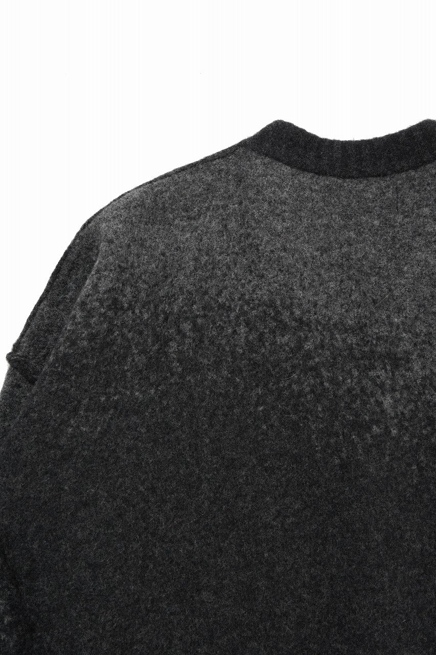 Load image into Gallery viewer, ISABEL BENENATO Yak Cardigan with Shaded Jacquard in Two Colours (GRAPHITE)