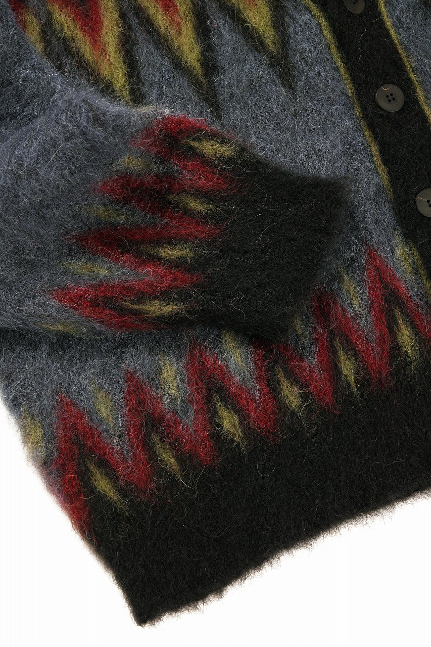 Load image into Gallery viewer, ISABEL BENENATO Geometric Gauzed Mohair Cardigan (PETROLEUM)