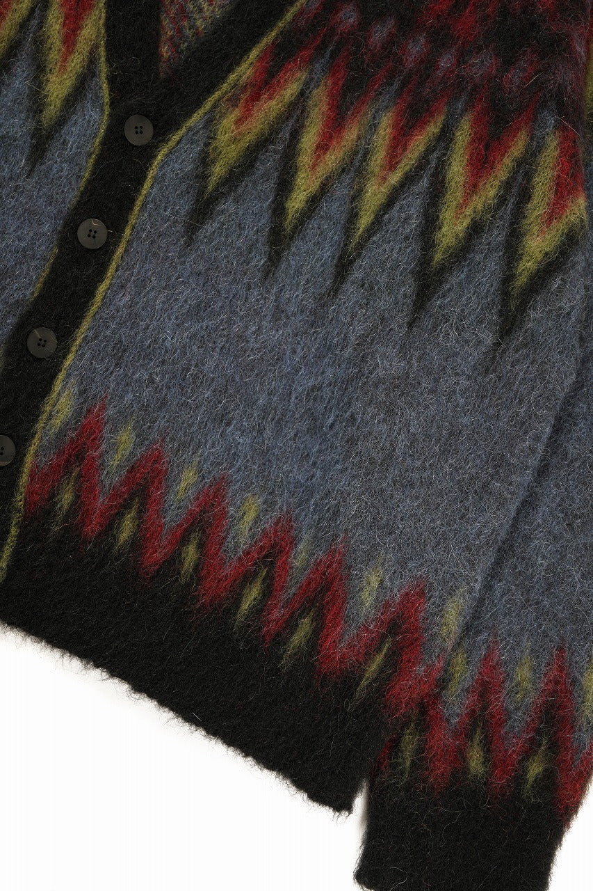 Load image into Gallery viewer, ISABEL BENENATO Geometric Gauzed Mohair Cardigan (PETROLEUM)