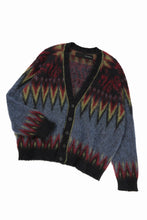 Load image into Gallery viewer, ISABEL BENENATO Geometric Gauzed Mohair Cardigan (PETROLEUM)