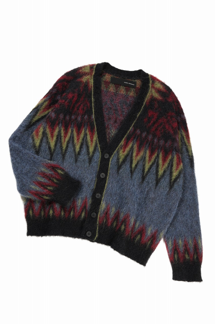 Load image into Gallery viewer, ISABEL BENENATO Geometric Gauzed Mohair Cardigan (PETROLEUM)