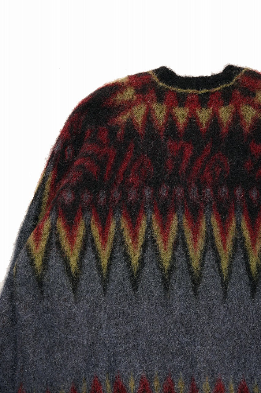 Load image into Gallery viewer, ISABEL BENENATO Geometric Gauzed Mohair Cardigan (PETROLEUM)