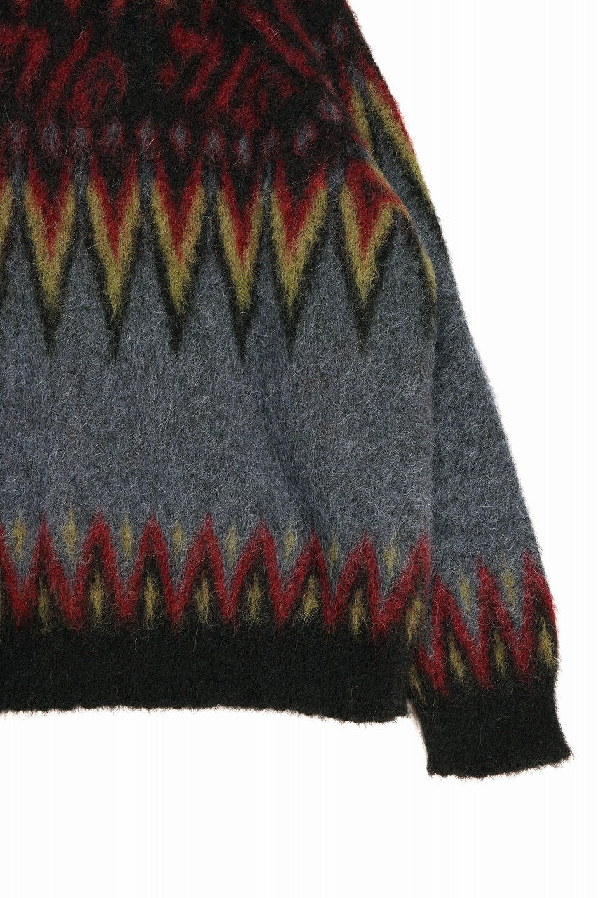 Load image into Gallery viewer, ISABEL BENENATO Geometric Gauzed Mohair Cardigan (PETROLEUM)