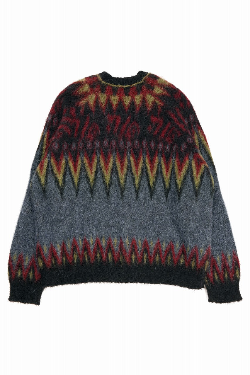 Load image into Gallery viewer, ISABEL BENENATO Geometric Gauzed Mohair Cardigan (PETROLEUM)