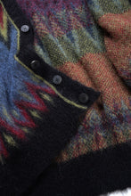 Load image into Gallery viewer, ISABEL BENENATO Geometric Gauzed Mohair Cardigan (PETROLEUM)