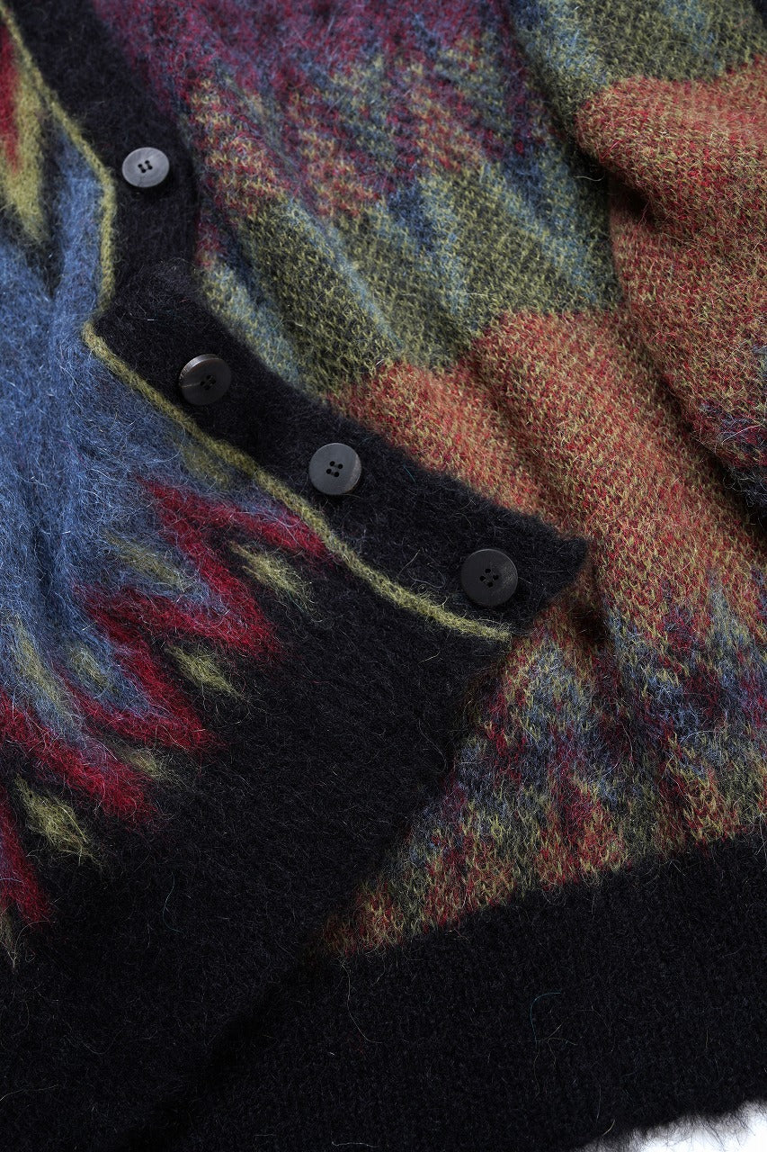 Load image into Gallery viewer, ISABEL BENENATO Geometric Gauzed Mohair Cardigan (PETROLEUM)