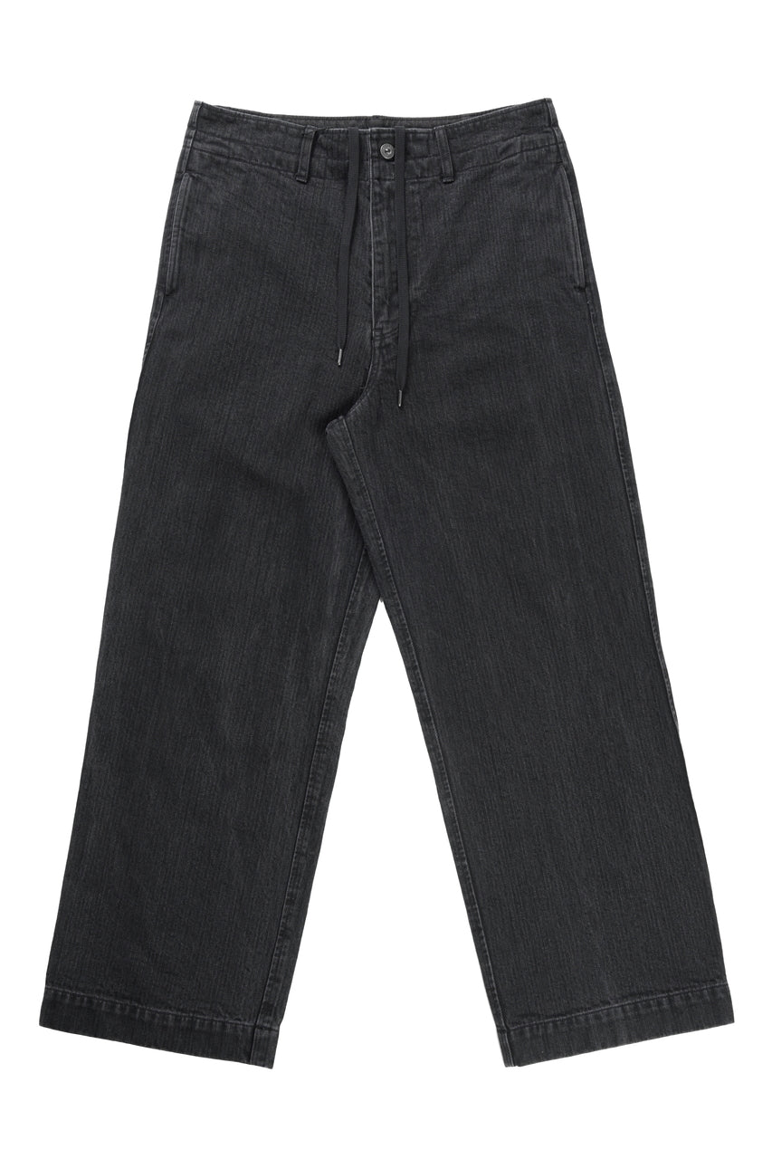 ISAMU KATAYAMA BACKLASH HERRINGBONE STONE BIO WASH WIDE PANTS