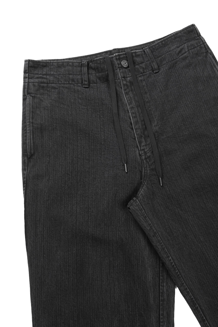 Load image into Gallery viewer, ISAMU KATAYAMA BACKLASH HERRINGBONE STONE BIO WASH WIDE PANTS (BLACK)