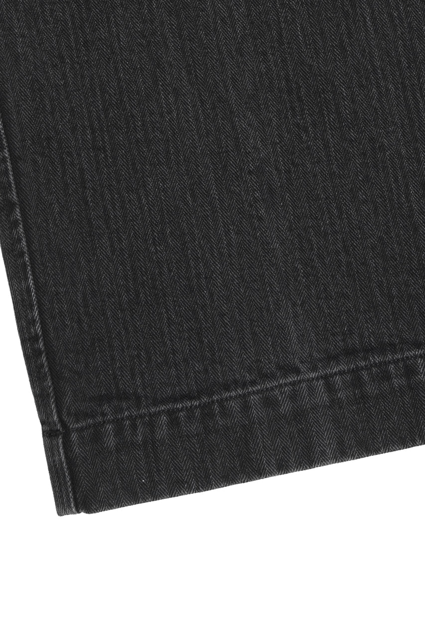 Load image into Gallery viewer, ISAMU KATAYAMA BACKLASH HERRINGBONE STONE BIO WASH WIDE PANTS (BLACK)