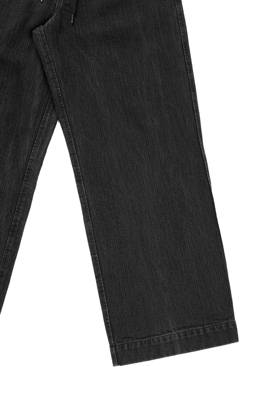 Load image into Gallery viewer, ISAMU KATAYAMA BACKLASH HERRINGBONE STONE BIO WASH WIDE PANTS (BLACK)