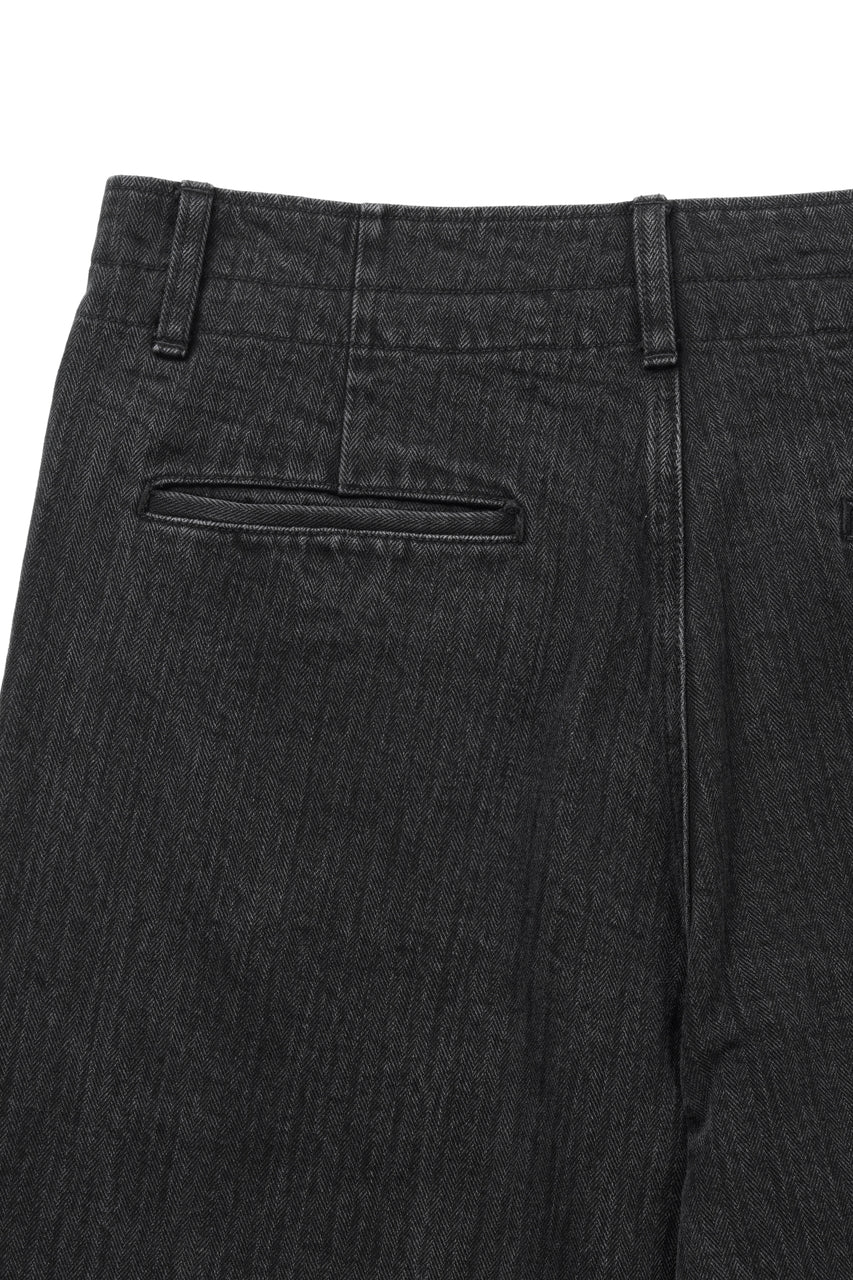 Load image into Gallery viewer, ISAMU KATAYAMA BACKLASH HERRINGBONE STONE BIO WASH WIDE PANTS (BLACK)