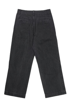 Load image into Gallery viewer, ISAMU KATAYAMA BACKLASH HERRINGBONE STONE BIO WASH WIDE PANTS (BLACK)