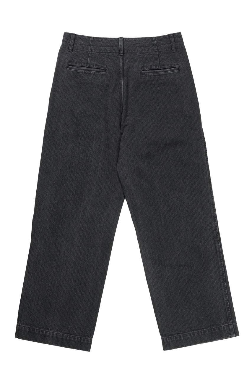Load image into Gallery viewer, ISAMU KATAYAMA BACKLASH HERRINGBONE STONE BIO WASH WIDE PANTS (BLACK)