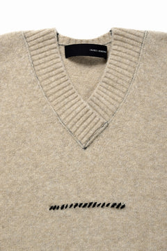 Load image into Gallery viewer, ISABEL BENENATO Yak V-neck Over Sweater with Contrast &amp; Crotch Stitching (NATURAL)