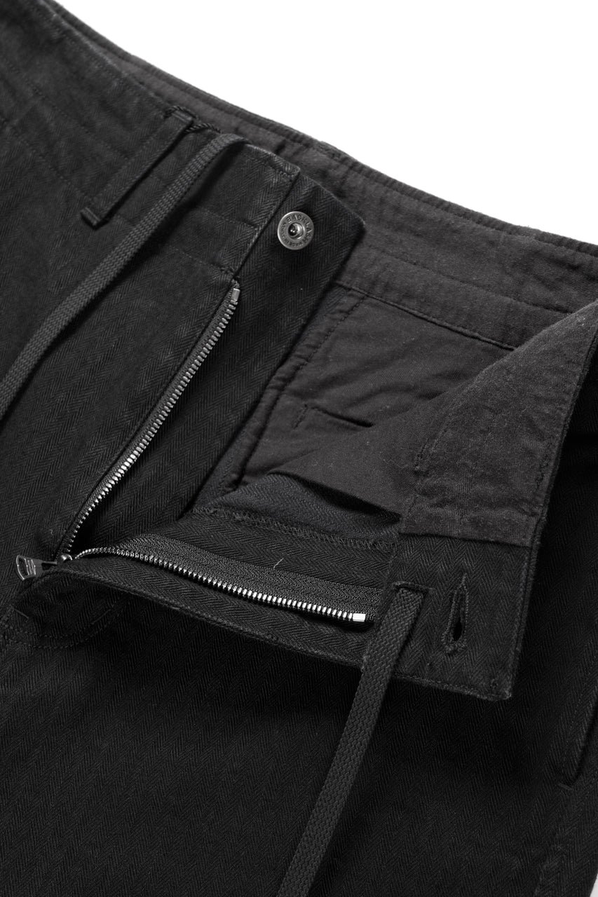 画像をギャラリービューアに読み込む, ISAMU KATAYAMA BACKLASH HERRINGBONE ONE WASH WIDE PANTS (BLACK)