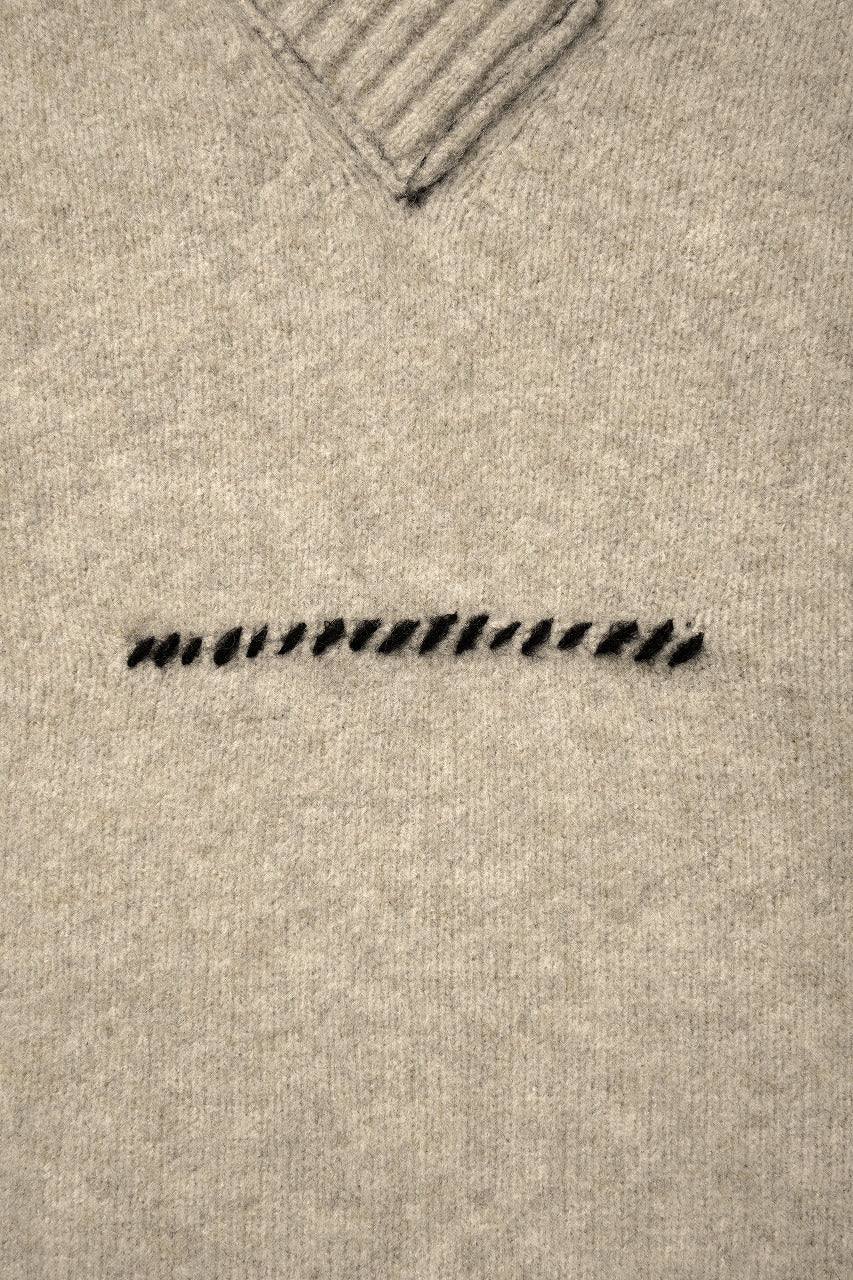 ISABEL BENENATO Yak V-neck Over Sweater with Contrast & Crotch Stitching (NATURAL)