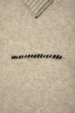 Load image into Gallery viewer, ISABEL BENENATO Yak V-neck Over Sweater with Contrast &amp; Crotch Stitching (NATURAL)