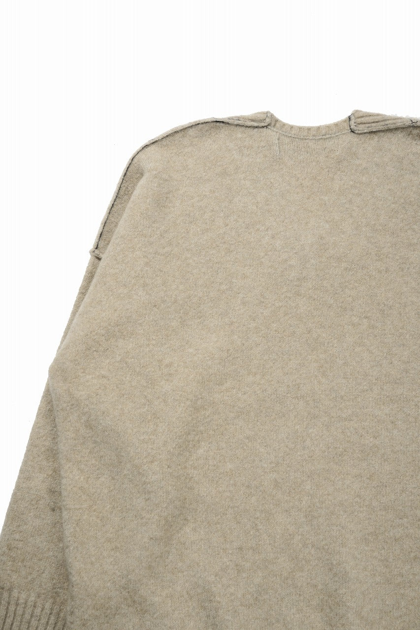 Load image into Gallery viewer, ISABEL BENENATO Yak V-neck Over Sweater with Contrast &amp; Crotch Stitching (NATURAL)