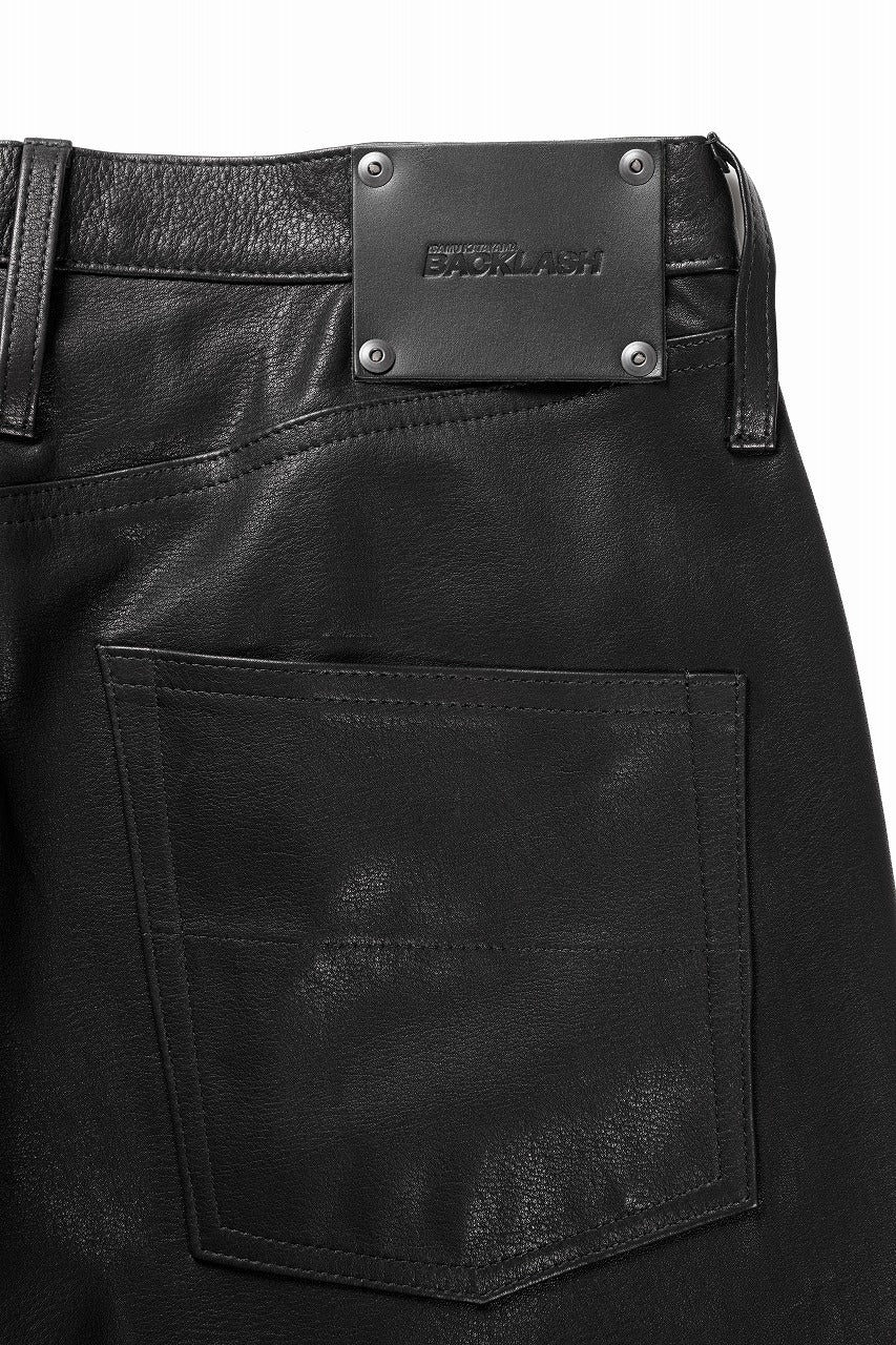 画像をギャラリービューアに読み込む, ISAMU KATAYAMA BACKLASH JAPAN STEER SOFT SHRINK AUTHENTIC STRAIGHT PANTS (BLACK)