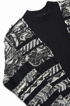 Load image into Gallery viewer, ISABEL BENENATO Reversible Crew-Neck Sweater with Virgin Wool Fancy Jacquard Work (BLACK / WHITE)