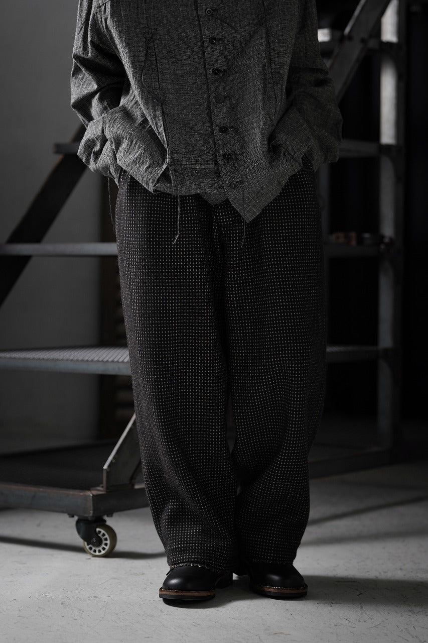 A TENTATIVE ATELIER exclusive George BUTTONED JACQUARD WORKER PANTS (DARK BROWN)