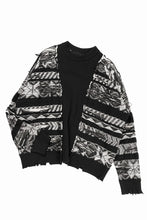 Load image into Gallery viewer, ISABEL BENENATO Reversible Crew-Neck Sweater with Virgin Wool Fancy Jacquard Work (BLACK / WHITE)
