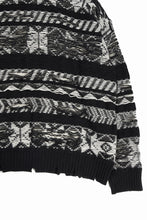 Load image into Gallery viewer, ISABEL BENENATO Reversible Crew-Neck Sweater with Virgin Wool Fancy Jacquard Work (BLACK / WHITE)