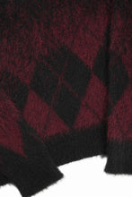 Load image into Gallery viewer, ISABEL BENENATO Gauzed Mohair Crew-Neck Sweater in Shaded Check (BLACK / RED)
