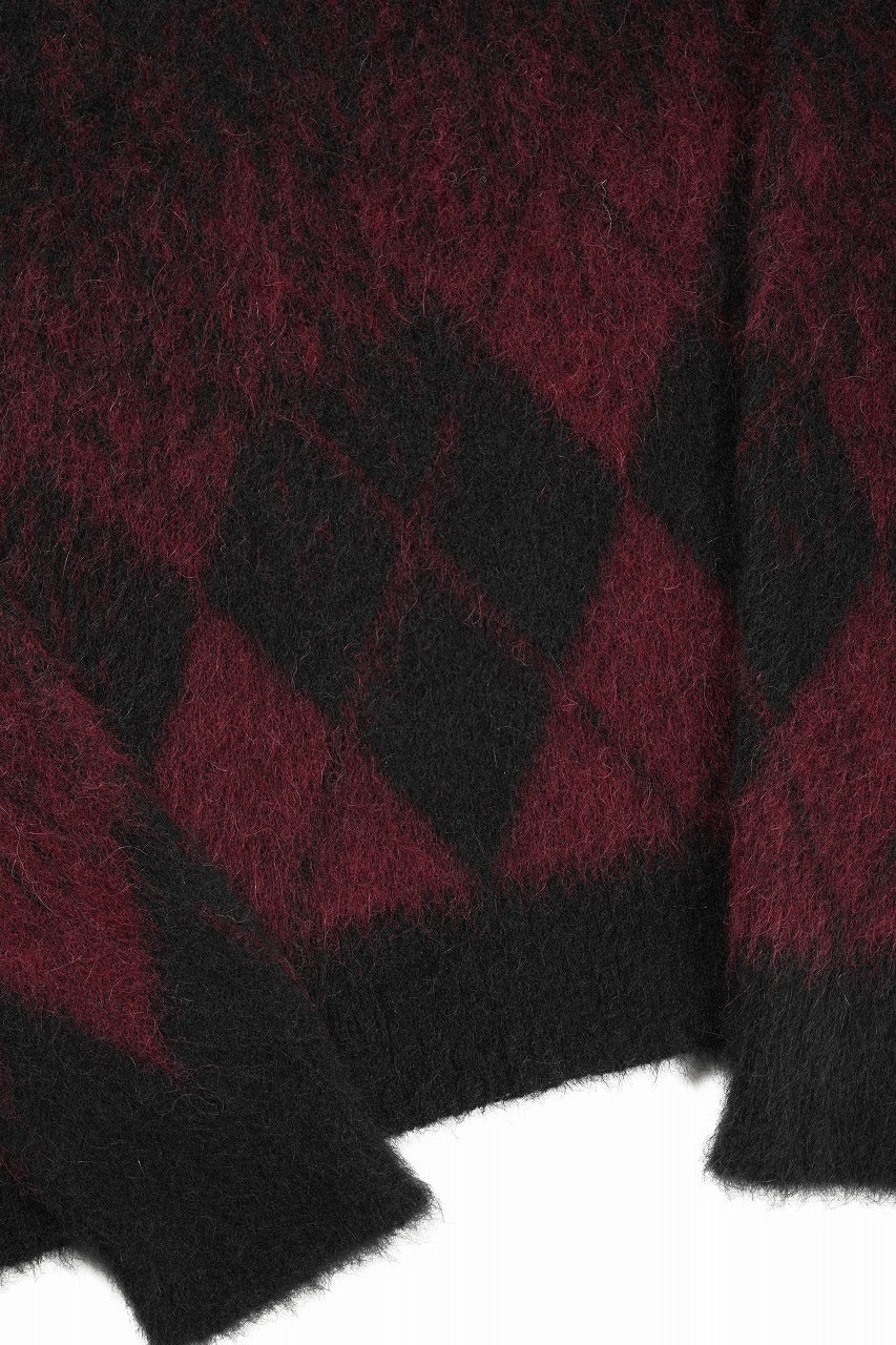 Load image into Gallery viewer, ISABEL BENENATO Gauzed Mohair Crew-Neck Sweater in Shaded Check (BLACK / RED)
