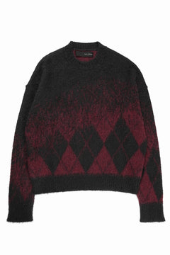 Load image into Gallery viewer, ISABEL BENENATO Gauzed Mohair Crew-Neck Sweater in Shaded Check (BLACK / RED)