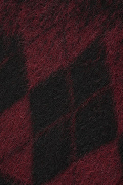 Load image into Gallery viewer, ISABEL BENENATO Gauzed Mohair Crew-Neck Sweater in Shaded Check (BLACK / RED)
