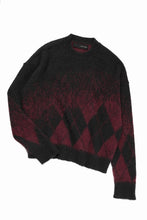 Load image into Gallery viewer, ISABEL BENENATO Gauzed Mohair Crew-Neck Sweater in Shaded Check (BLACK / RED)
