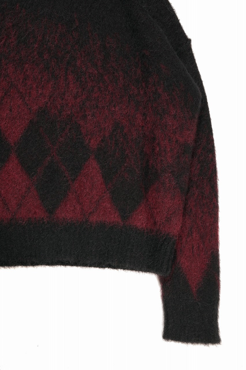 Load image into Gallery viewer, ISABEL BENENATO Gauzed Mohair Crew-Neck Sweater in Shaded Check (BLACK / RED)