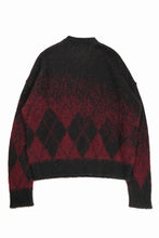 Load image into Gallery viewer, ISABEL BENENATO Gauzed Mohair Crew-Neck Sweater in Shaded Check (BLACK / RED)