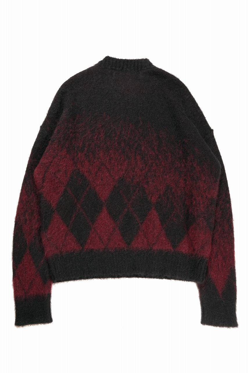 Load image into Gallery viewer, ISABEL BENENATO Gauzed Mohair Crew-Neck Sweater in Shaded Check (BLACK / RED)