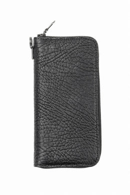 ISAMU KATAYAMA BACKLASH ROUND FASTNER WALLET / MARYAM HEAT SHRINK HORSE BUTT (BLACK)