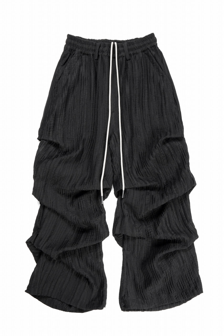 A.F ARTEFACT SHEER YO-RYU TUCK BAGGY PANTS (BLACK)