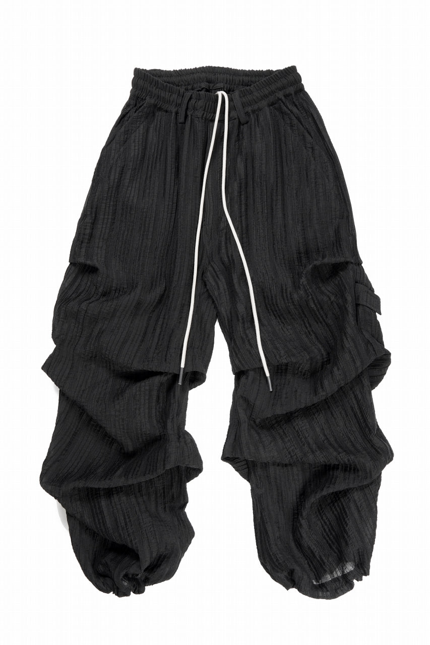 A.F ARTEFACT SHEER YO-RYU TUCK BAGGY PANTS (BLACK)