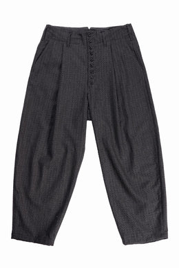 KLASICA BACK SEEM TAPERED TROUSERS / FORK NEEDLE PUNCH SUPER 100's PENCIL STRIPE (IRON BROWN STRIPES)