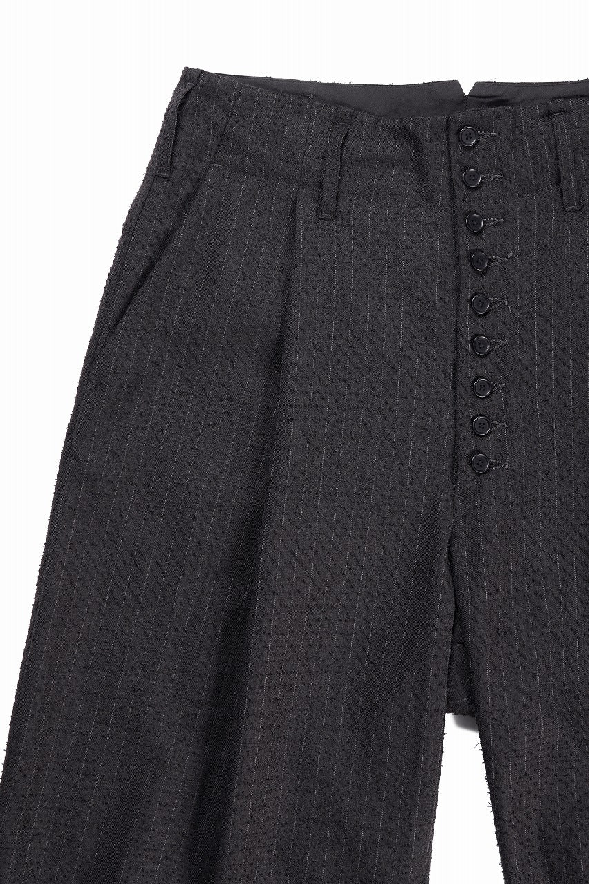 Load image into Gallery viewer, KLASICA BACK SEEM TAPERED TROUSERS / FORK NEEDLE PUNCH SUPER 100&#39;s PENCIL STRIPE (IRON BROWN STRIPES)
