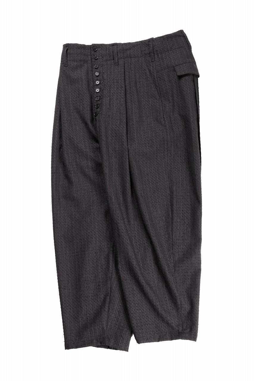 KLASICA BACK SEEM TAPERED TROUSERS / FORK NEEDLE PUNCH SUPER 100's PENCIL STRIPE (IRON BROWN STRIPES)