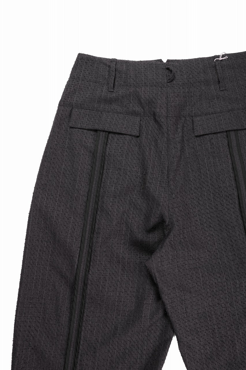 Load image into Gallery viewer, KLASICA BACK SEEM TAPERED TROUSERS / FORK NEEDLE PUNCH SUPER 100&#39;s PENCIL STRIPE (IRON BROWN STRIPES)
