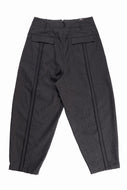 KLASICA BACK SEEM TAPERED TROUSERS / FORK NEEDLE PUNCH SUPER 100's PENCIL STRIPE (IRON BROWN STRIPES)